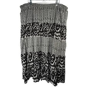 OSO CASUALS Womens Size 3X 100% Cotton Boho MIdi Lagonlook Tiered Peasant Skirt